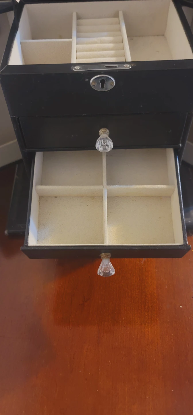Black Jewelry Box Organizer with Drawers and Compartments - photo 4