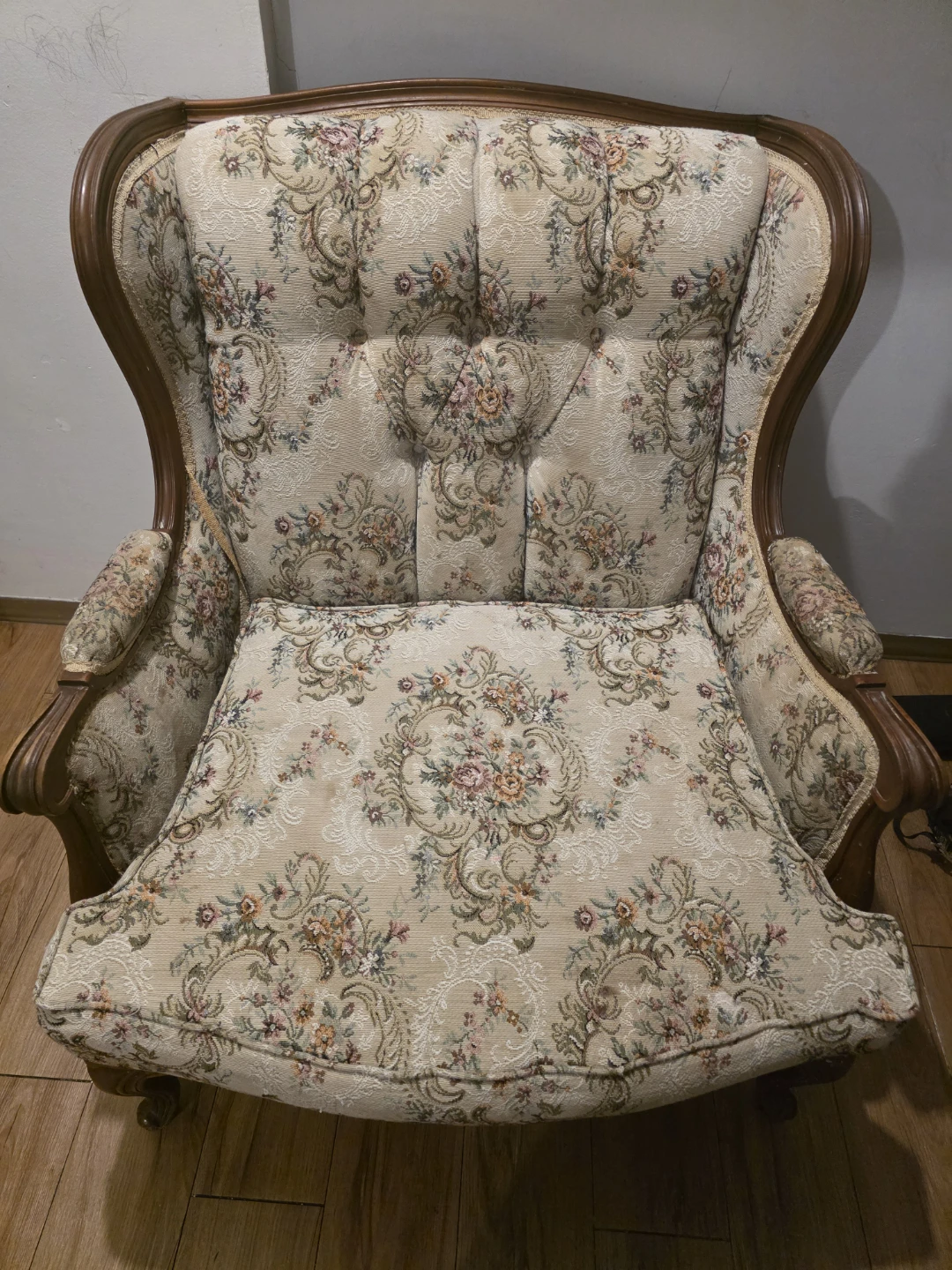 Vintage Floral Wingback Armchair