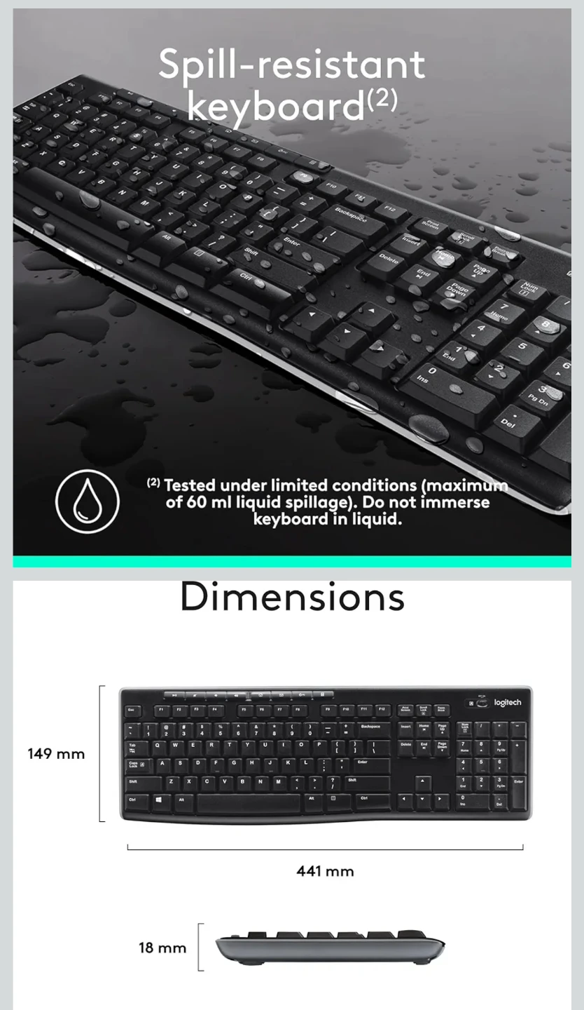 Logitech Wireless Keyboard and Mouse Combo MK270 - photo 3