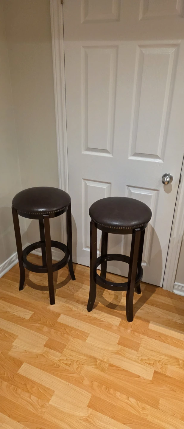 Dark Brown Faux Leather Bar Stools (Set of 2)