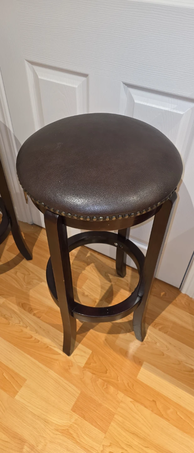 Dark Brown Faux Leather Bar Stools (Set of 2) - photo 2