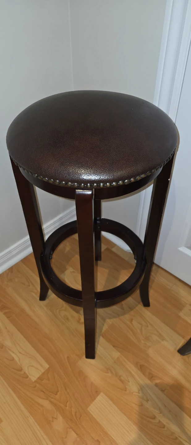 Dark Brown Faux Leather Bar Stools (Set of 2) - photo 3