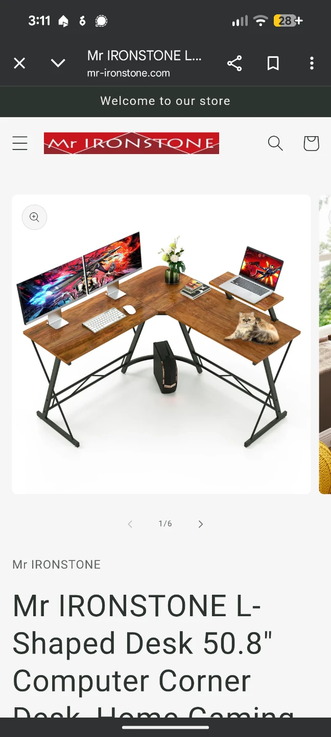Mr. Ironstone L-Shaped Corner Desk + Monitor Stand