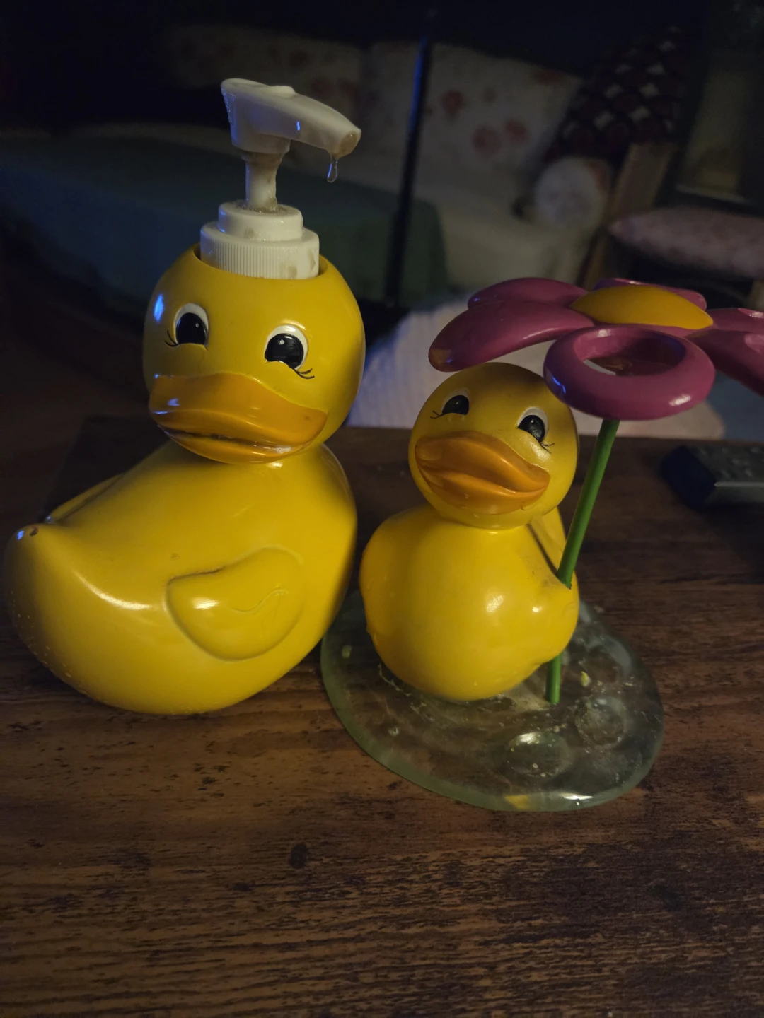 Yellow Duck Soap Dispenser and Decorative Duck Figurine 🏆
