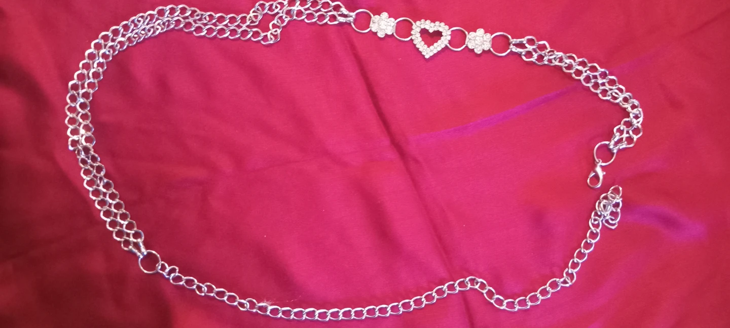 Silver Tone Heart Charm Chain Belt - photo 2