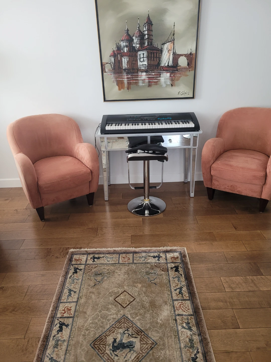 Pink SwedeUpholstered Accent Chair