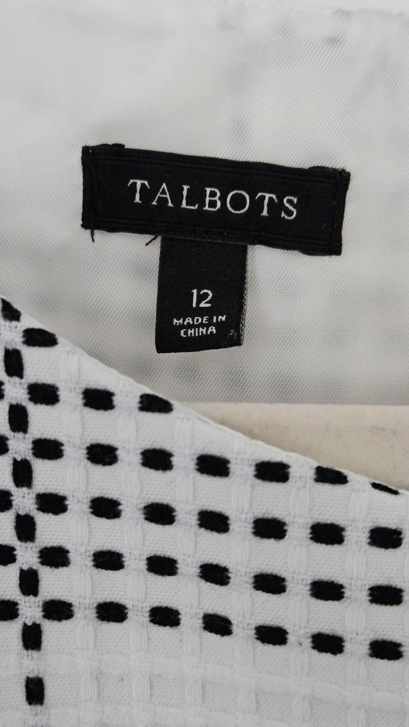 Talbots Women's White & Black Sleeveless Dress, Size 10-12 - photo 2