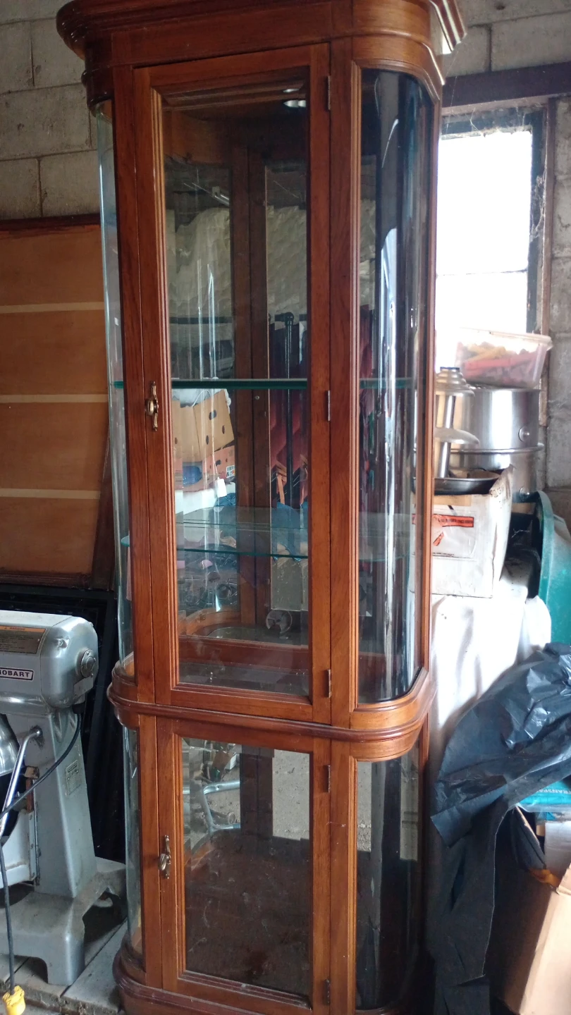 Wooden Curio Cabinet with Glass Doors