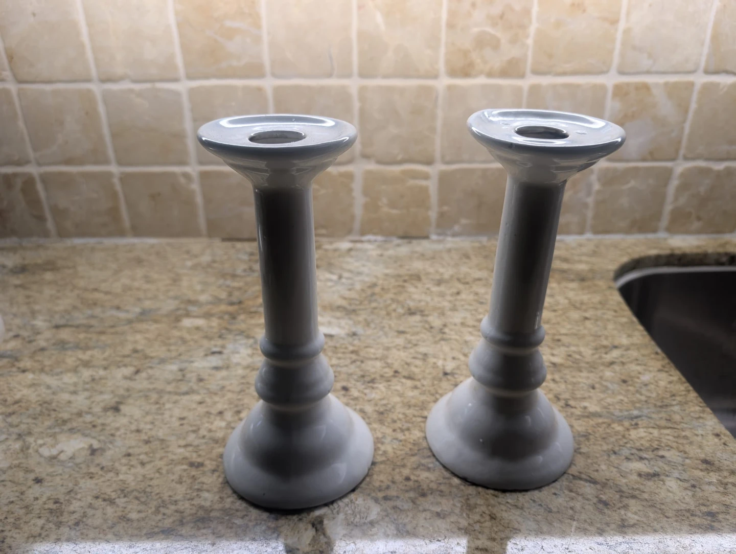 White Ceramic Candlesticks (Set of 2)