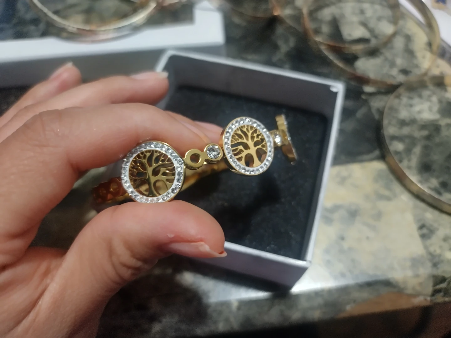 🏆Gold Tone Tree of Life Bracelet with Rhinestones