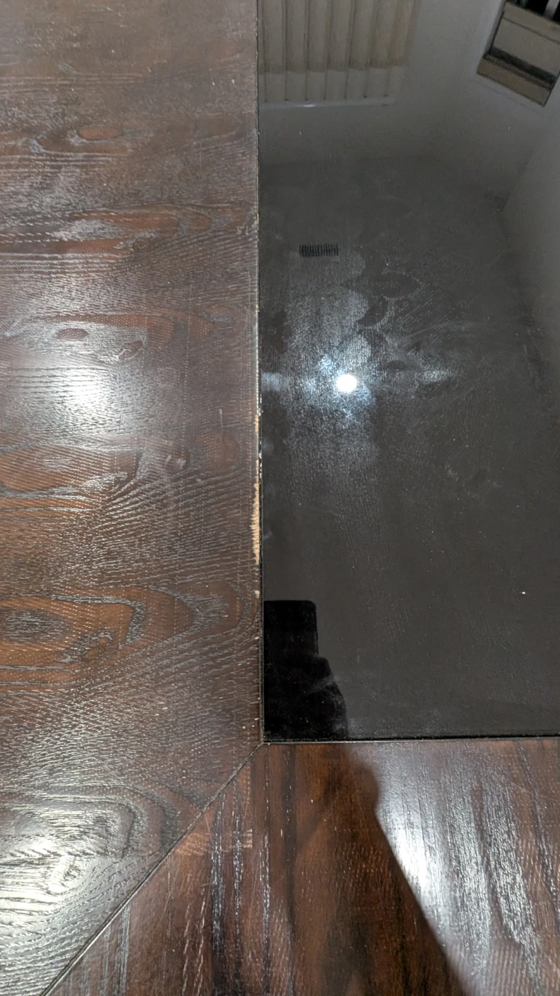Dark Wood Dining Table with Black Glass Inlay - photo 5