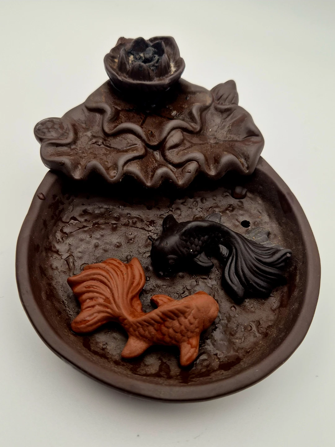 Ceramic Waterfall Incense Burner with Koi Fish Design - photo 3