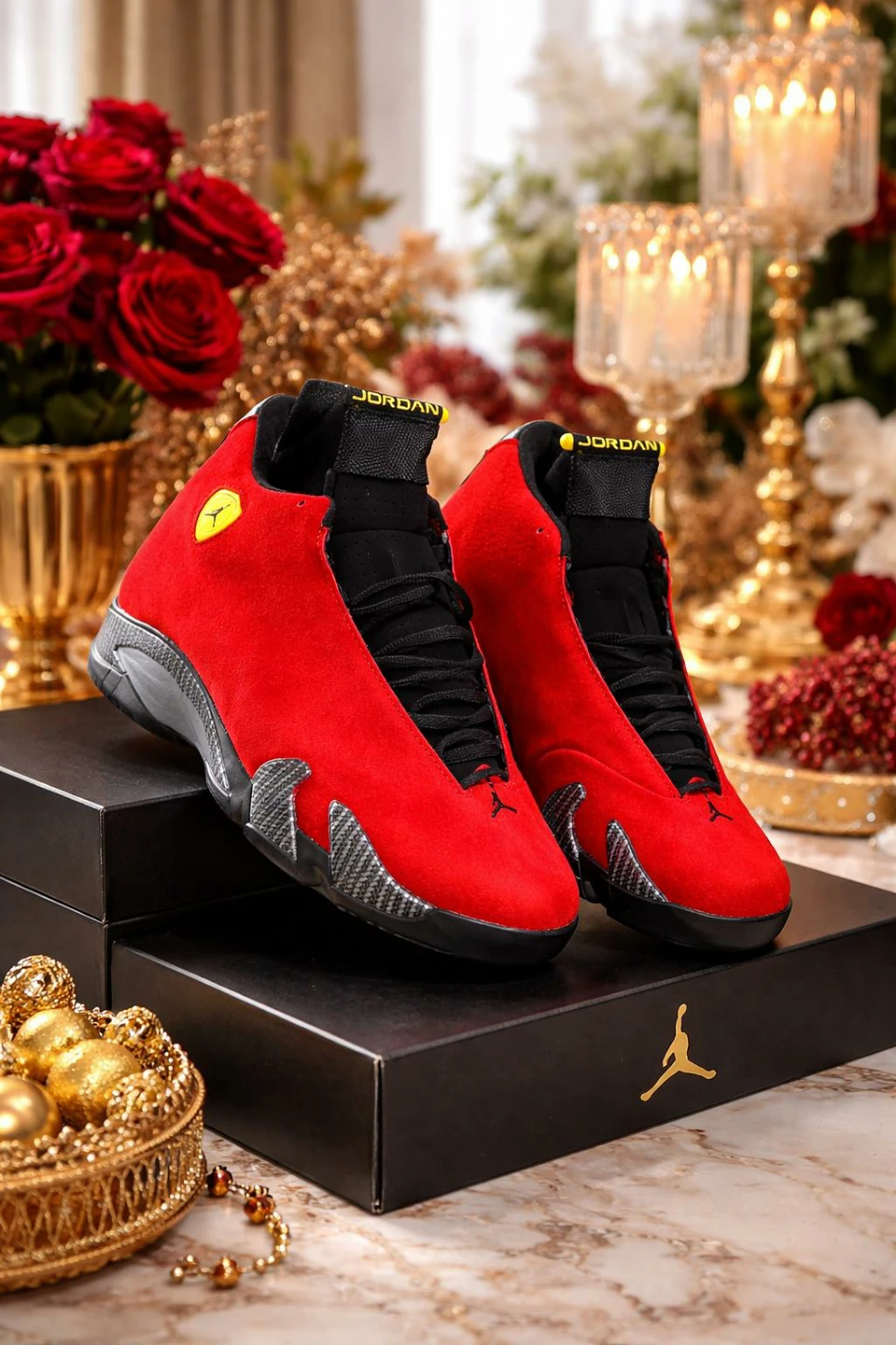 Air Jordan 14 Retro "Ferrari" Red Suede Men's Shoes - photo 2