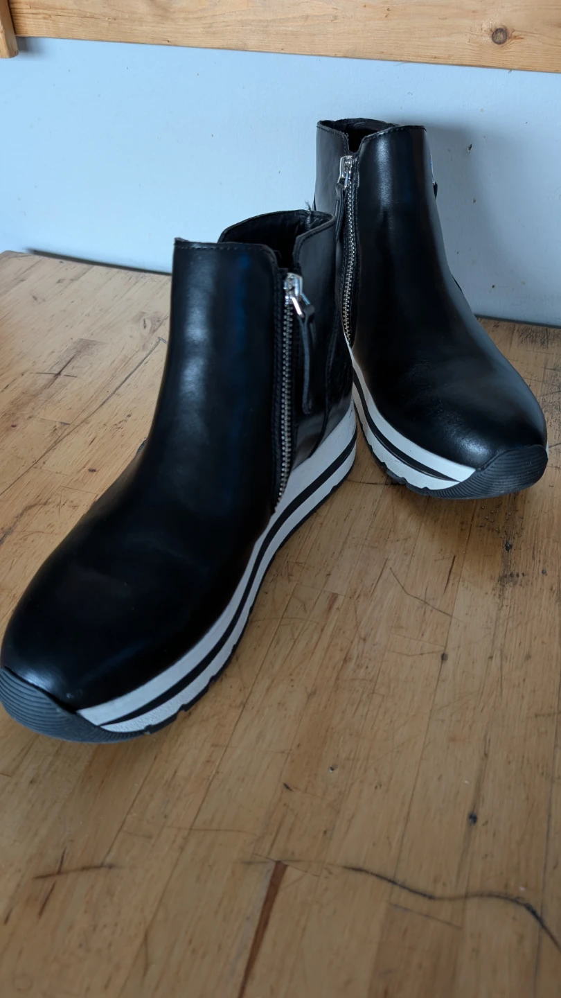 Black Wedge Ankle Boots with Side Zippers on both sides - photo 2