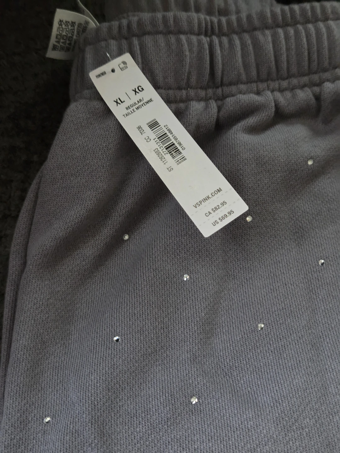 PINK Victoria's Secret Grey Rhinestone Jogger Sweatpants XL - photo 2