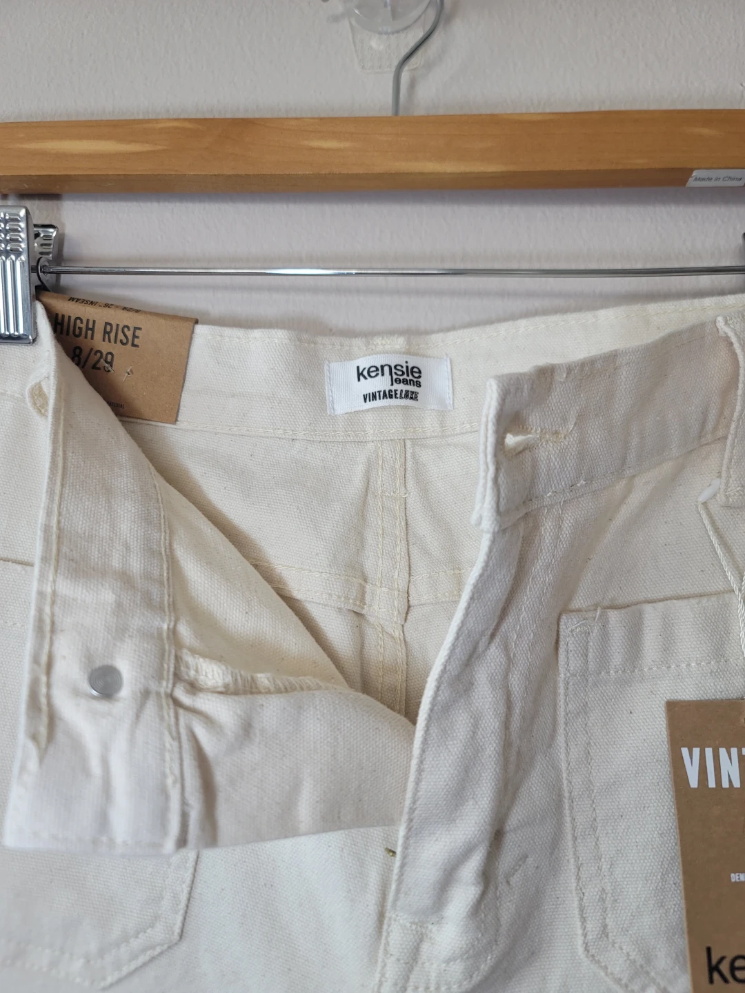 Kensie Jeans Vintage Luxe High Rise Cream Canvas Pants Size 8/29 - photo 5