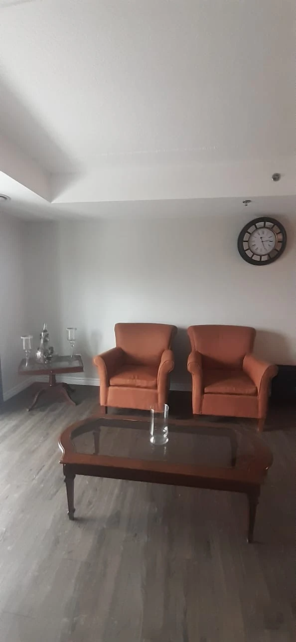 Orange Armchairs (Set of 2) + coffee table + corne table