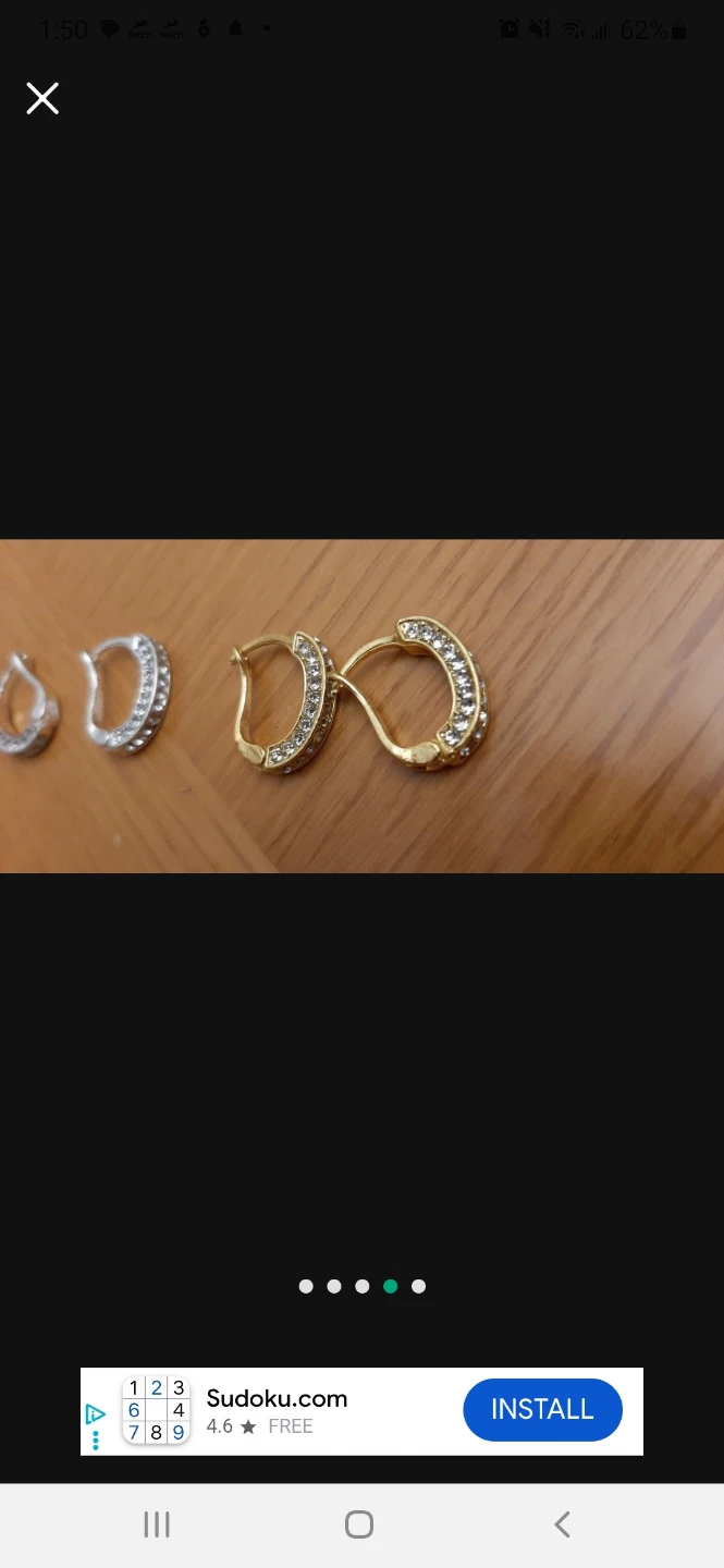 Small Hoop earrings with crystals - photo 2