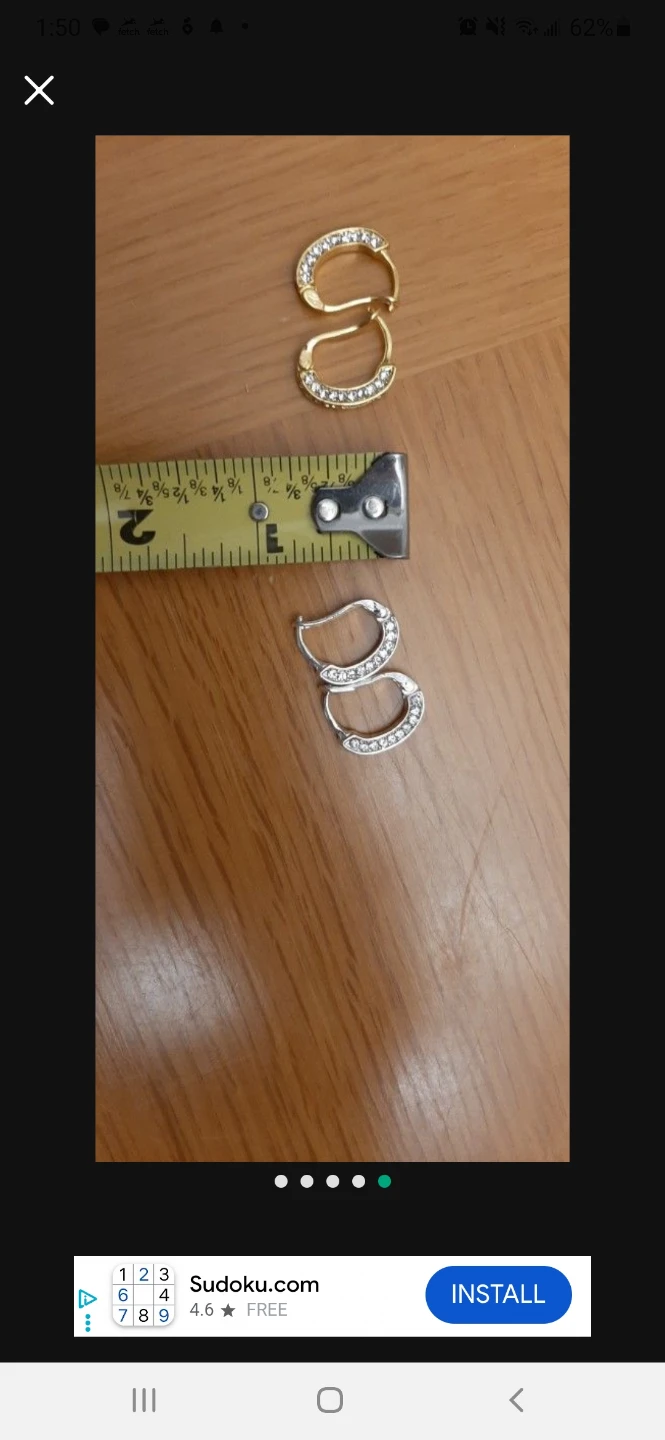 Small Hoop earrings with crystals - photo 3