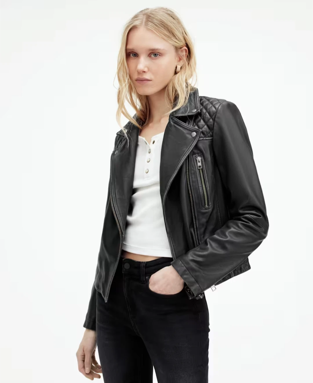 AllSaints Limited Edition Black Leather Biker Jacket - photo 4