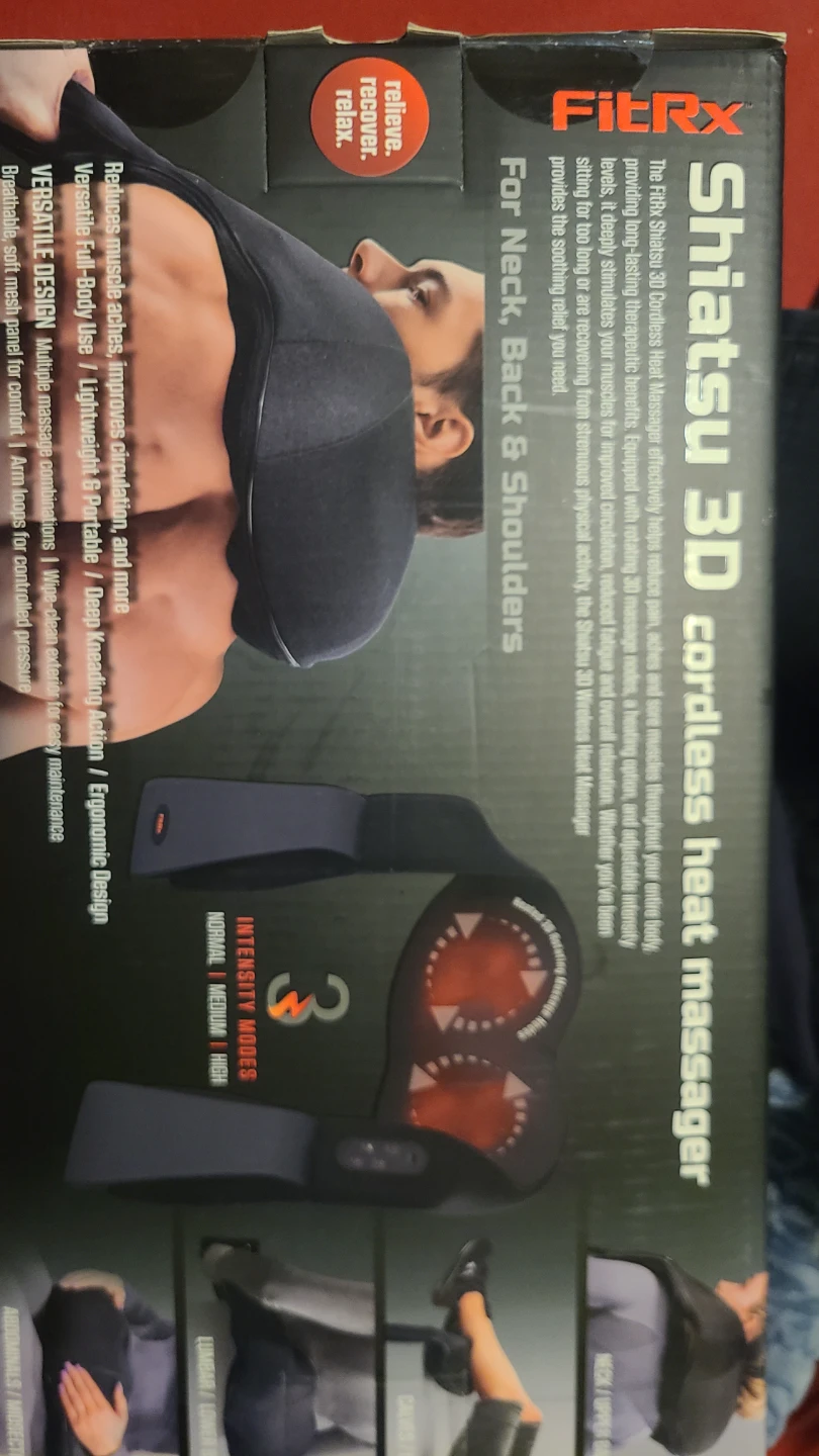 FitRx Shiatsu 3D Cordless Heat Massager for Neck, s