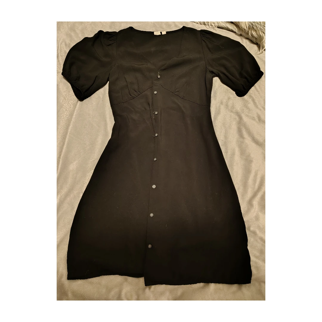 GAP Black Puff Sleeve Button-Front linen Dress - XS TP - photo 2