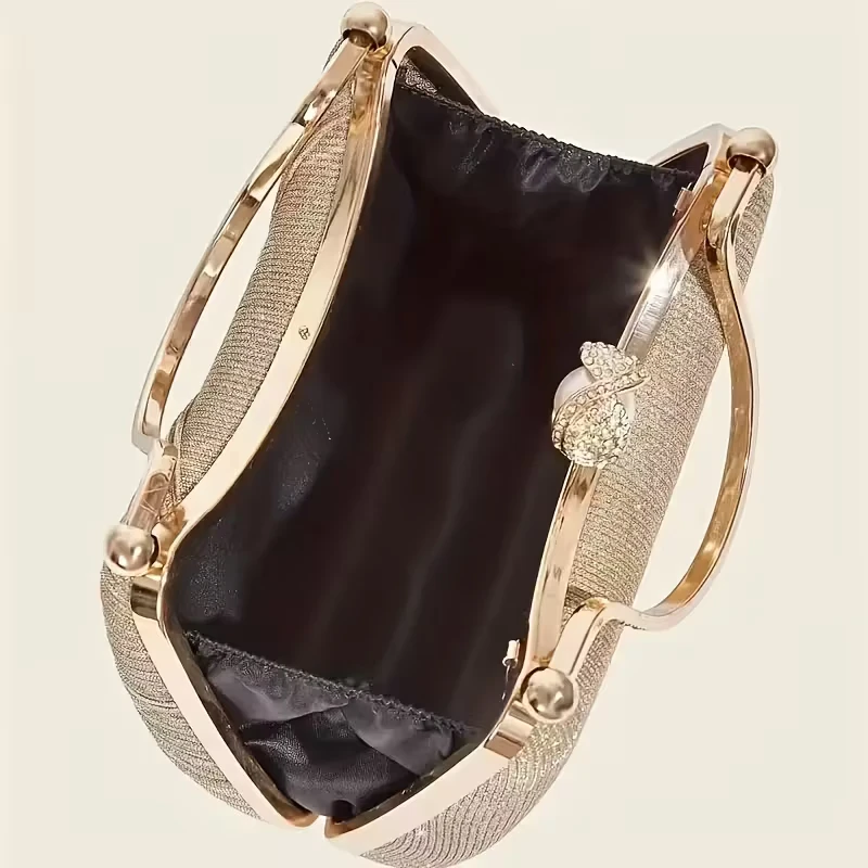 Sparkly Gold Evening Clutch Handbag New - photo 4