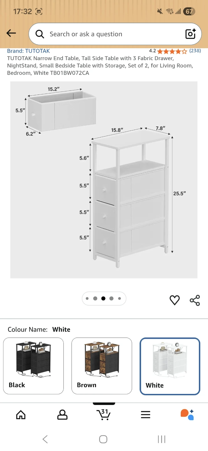 White Narrow side table - DISASSEMBLED - photo 2