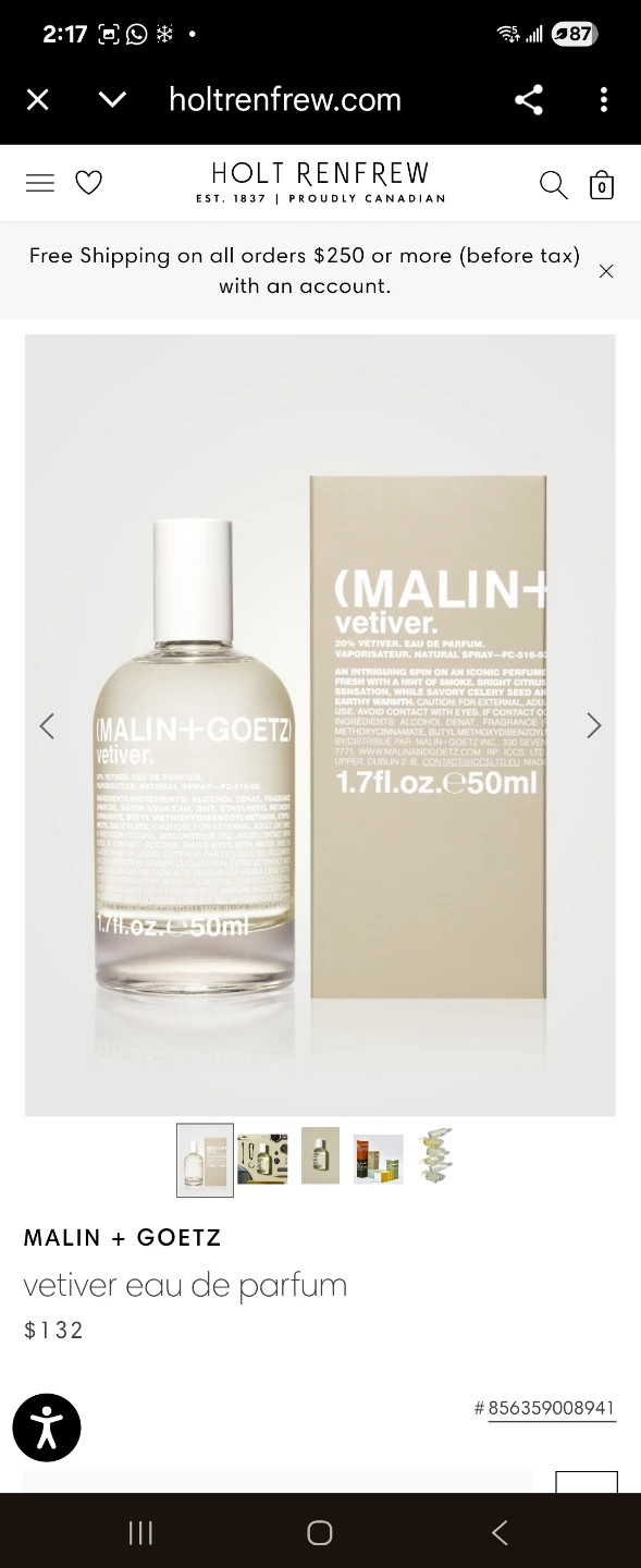 MALIN + GOETZ vetiver eau de parfum 50ml