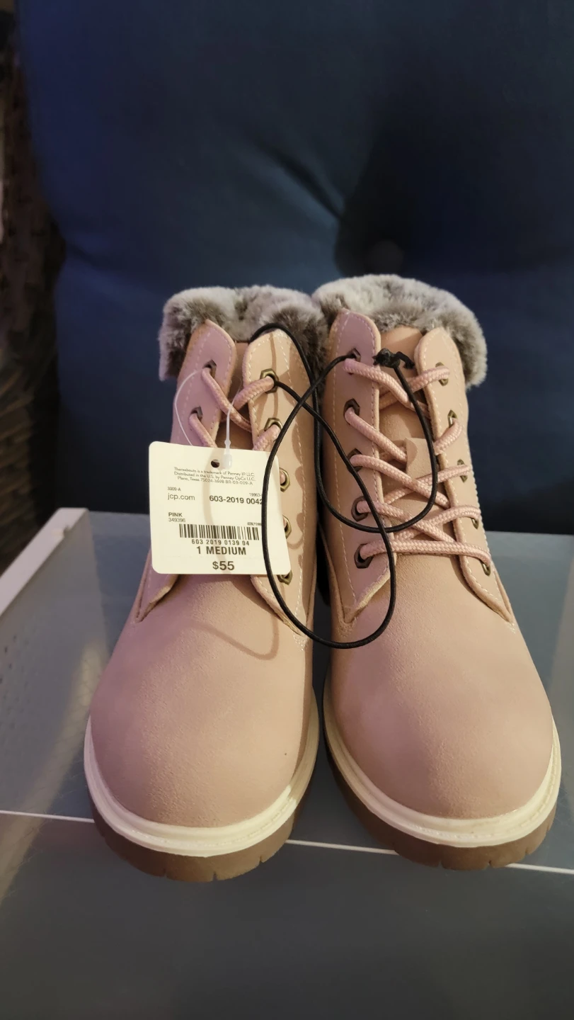 Thereabouts Pink Faux Fur Lined Ankle Boots - Girl Size 1 - photo 2