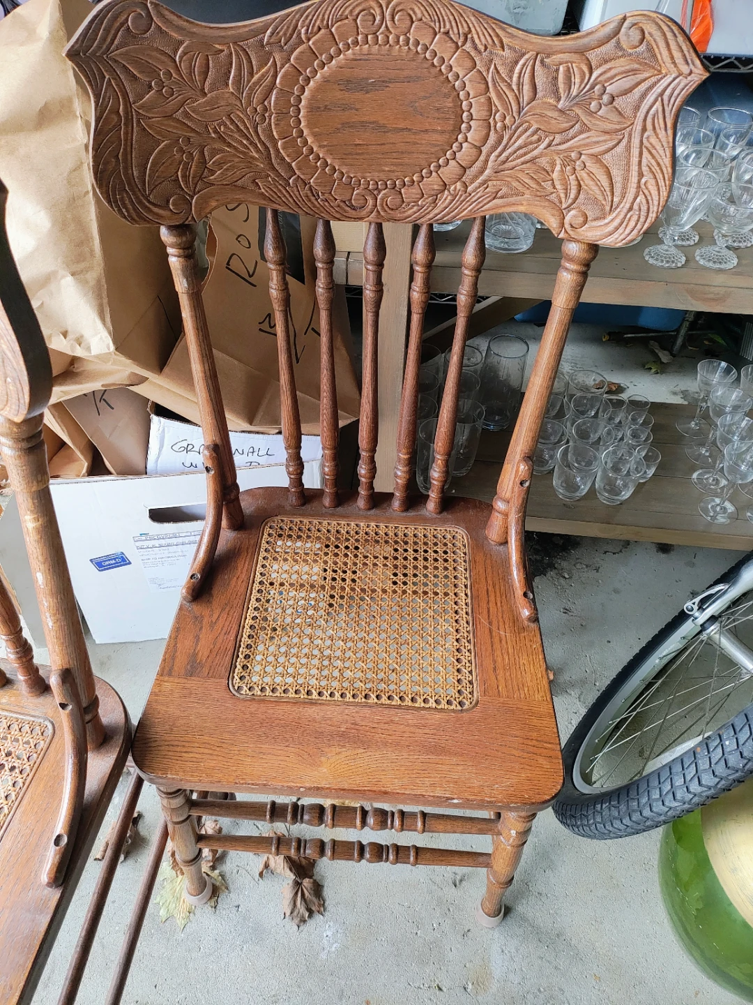 4 Wooden Spindle Back Cane Seat Chairs - photo 4
