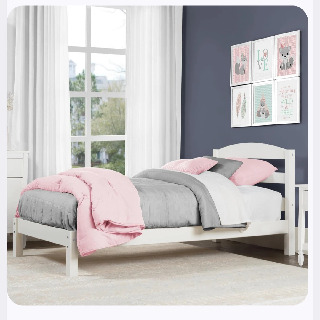 Brodey White Wooden Twin Bed Frame