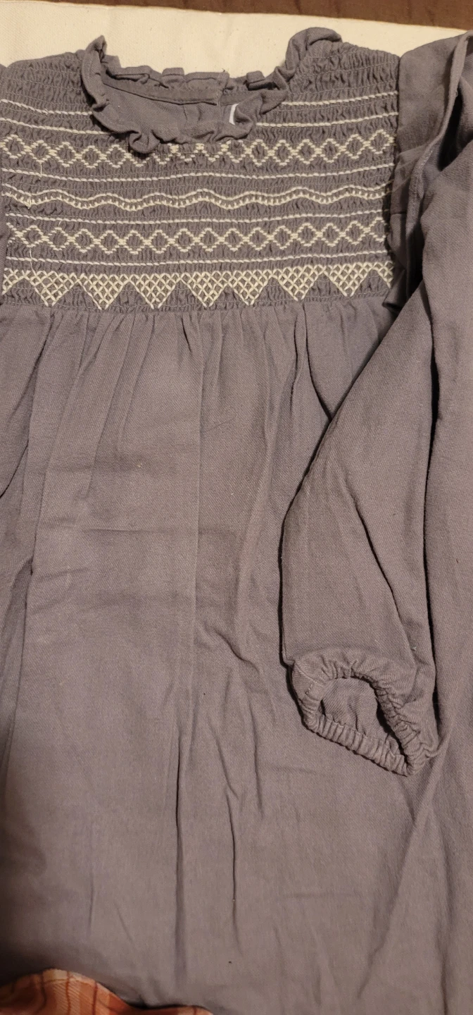 Zara Girls Grey Smocked Long Sleeve Dress Size 3-4 Years - photo 2