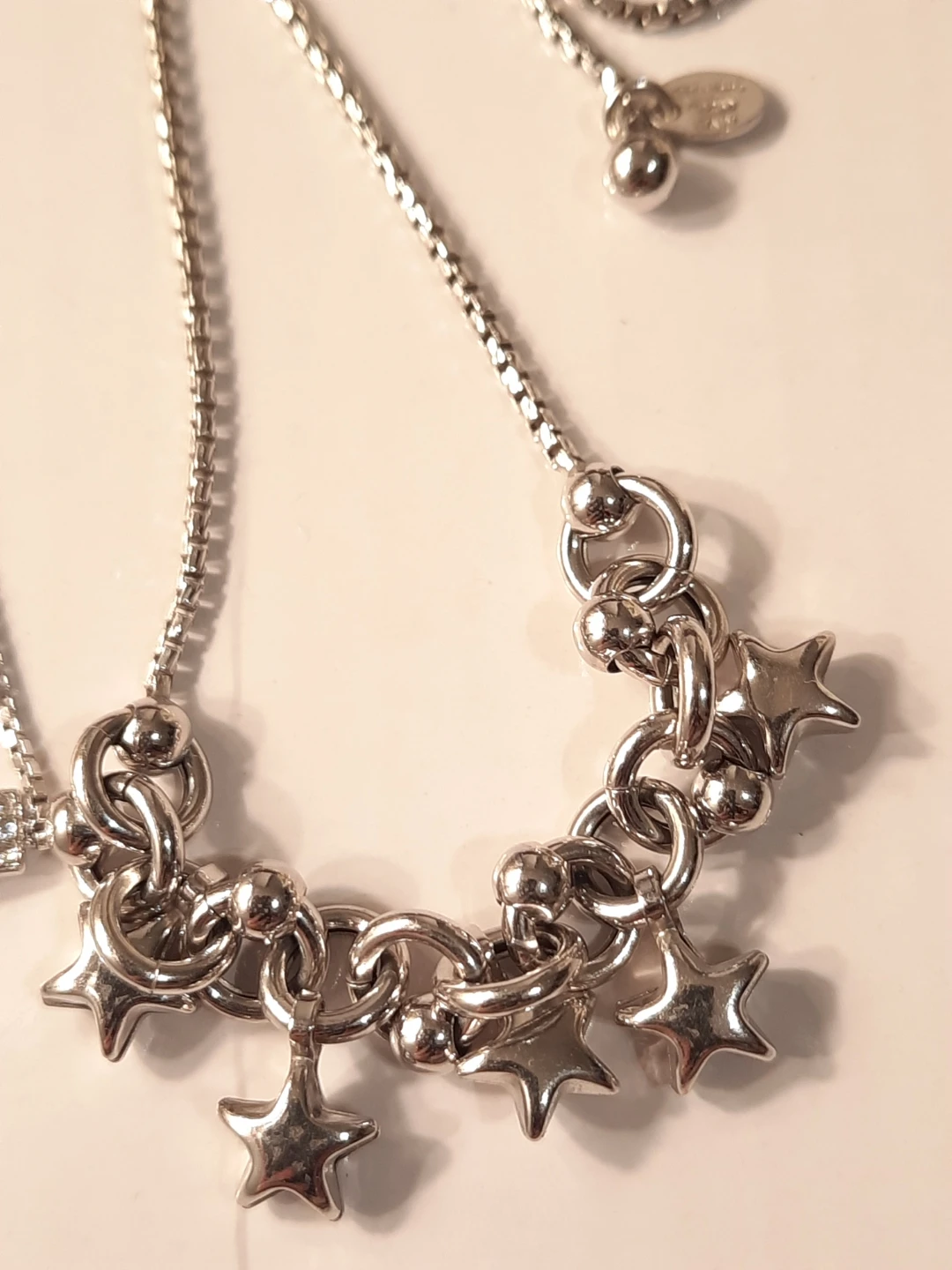 Sterling Silver Adjustable Bracelet with Stars and Crystals - photo 3