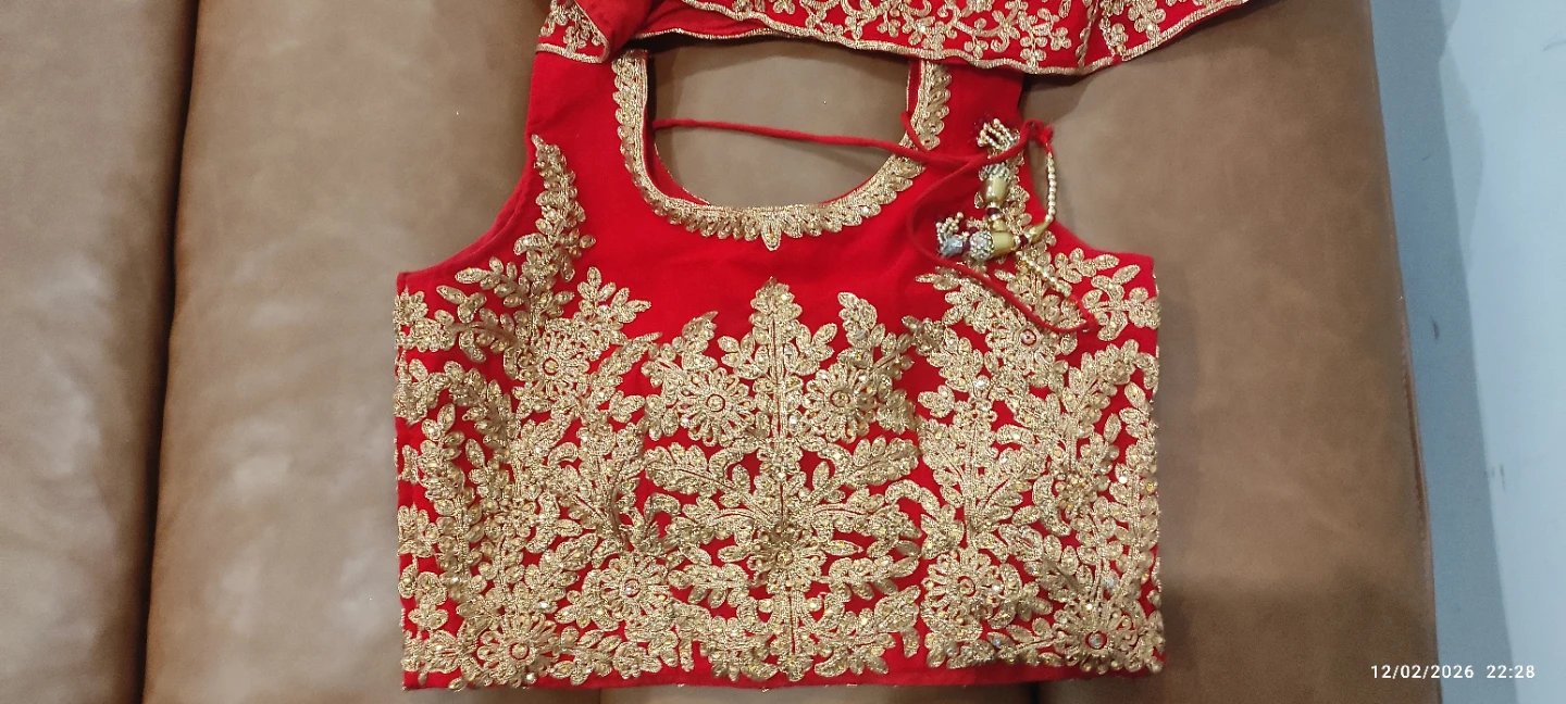 Red Embroidered Lehenga Choli with Dupatta - photo 4