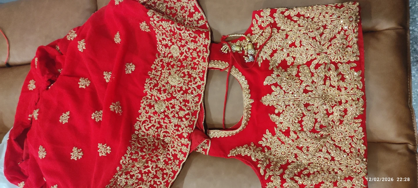 Red Embroidered Lehenga Choli with Dupatta - photo 5