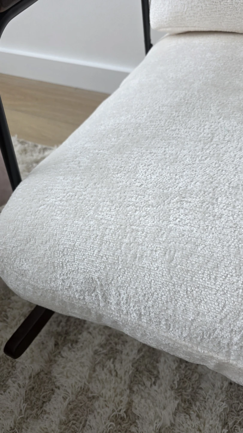 Cream Upholstered Rocking Chair with Wood Armrests - photo 3