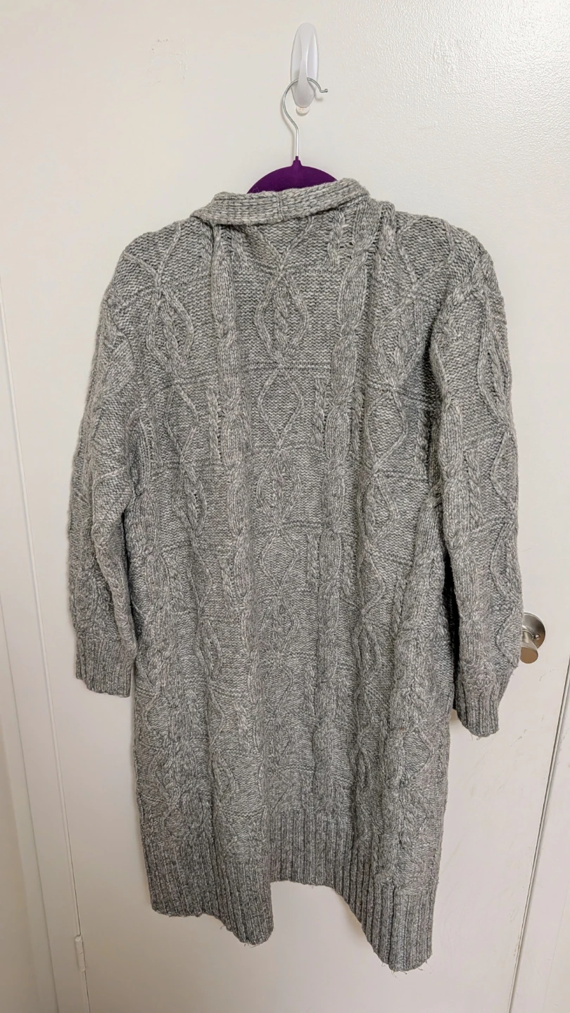 Grey Cable Knit Cardigan Sweater - Women's Size Small - photo 3