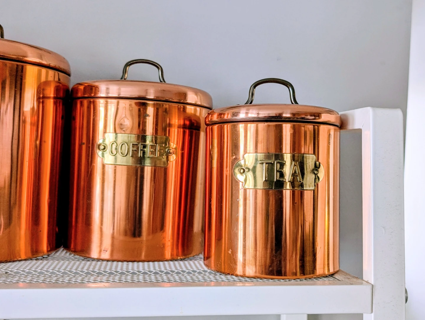 Set of 4 Copper Kitchen Canisters - Flour, Sugar, Coffee, Tea - photo 3