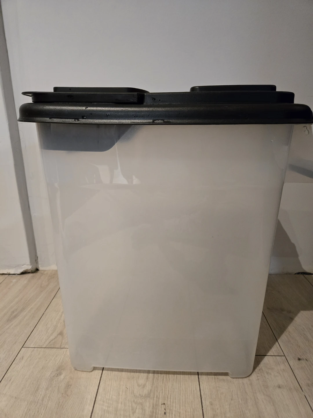 Clear Plastic Storage Container with Black Lid