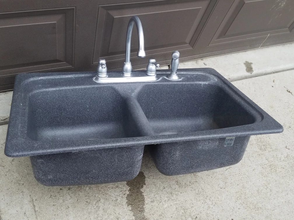 Double Bowl Kitchen Sink with Faucet - photo 3