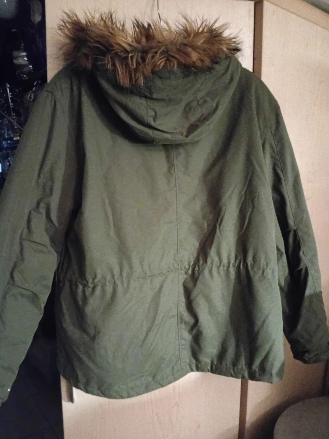 Women's Olive Green Parka Jacket with Faux Fur Hood - photo 2