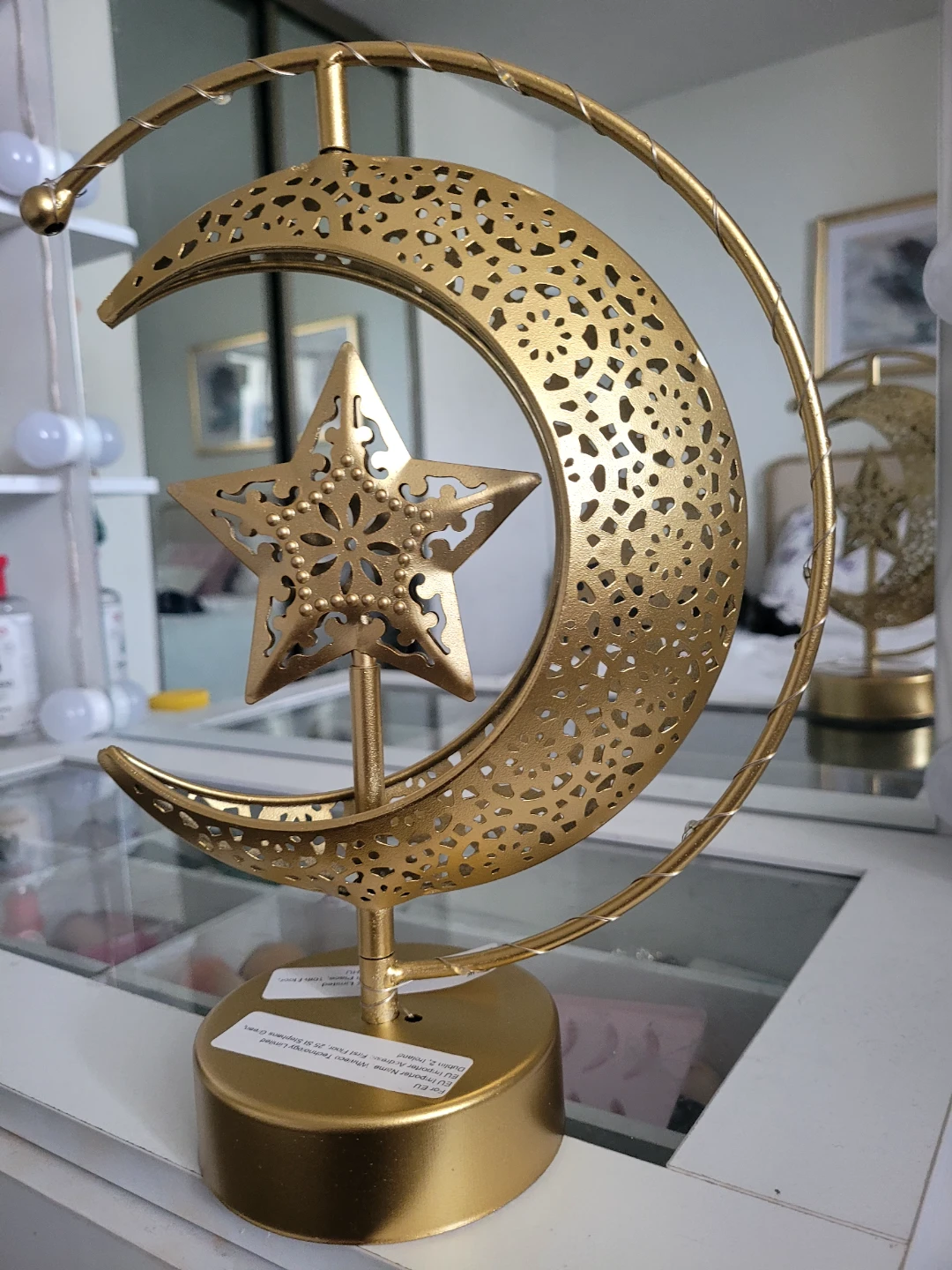 Gold Crescent Moon and Star Decorative Lamp - photo 4