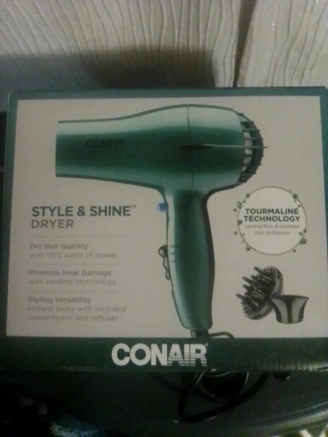 Conair Style & Shine Hair Dryer with Diffuser and Concentrator