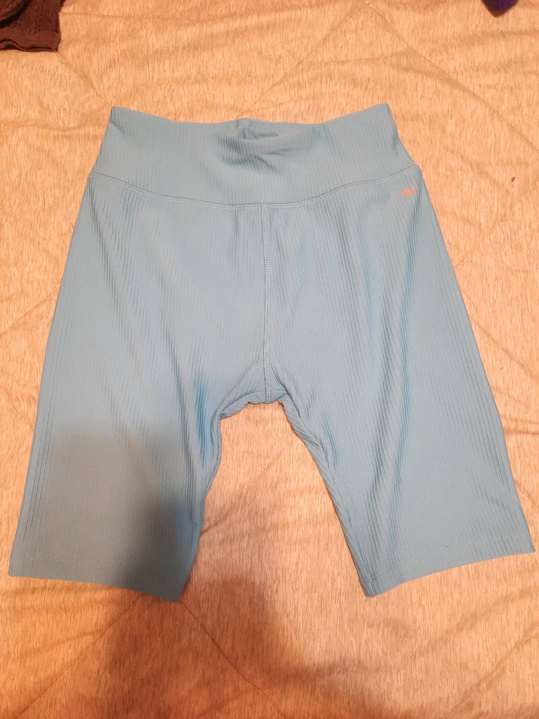 Light Blue Ribbed Bike Shorts