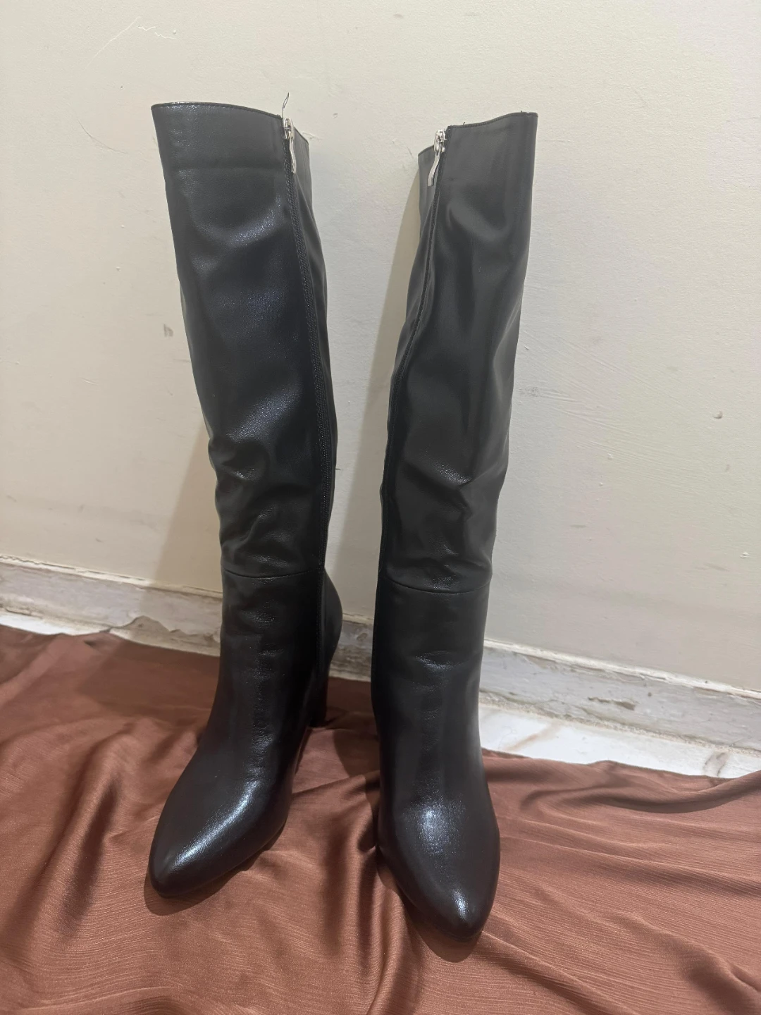 Black Faux Leather Knee-High Boots - photo 3