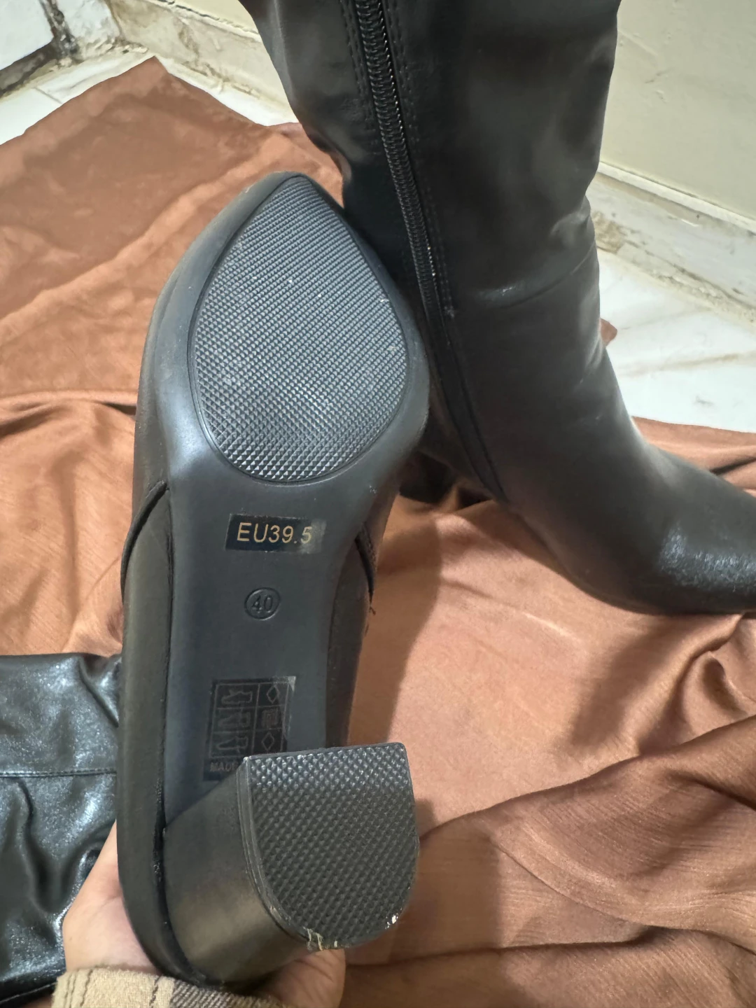 Black Faux Leather Knee-High Boots - photo 4