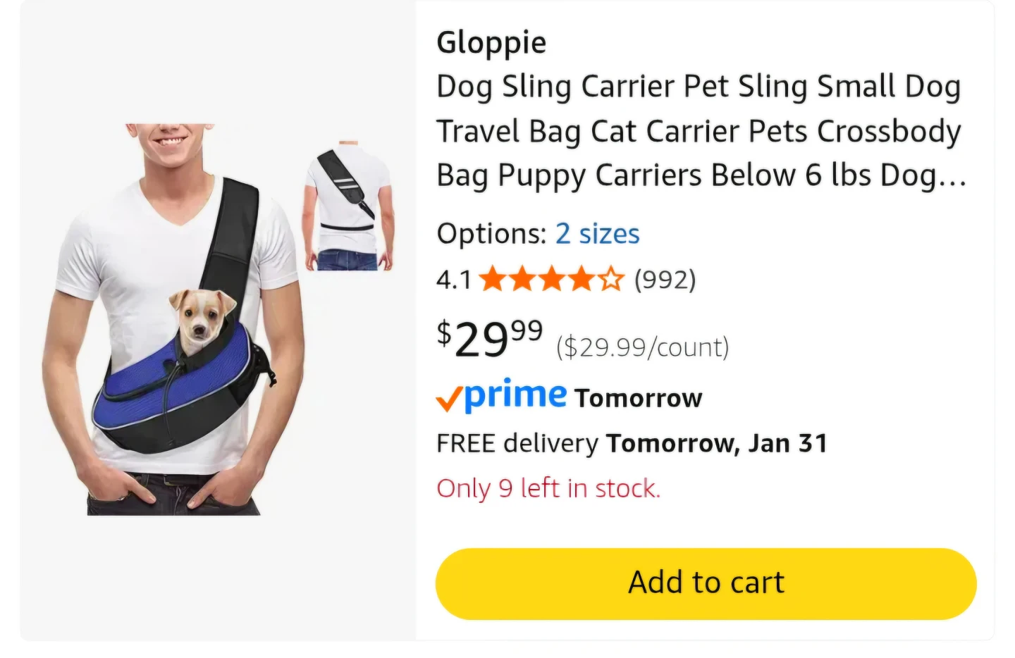 Gloppie Dog Sling Carrier Pet Sling 🥕 - photo 2