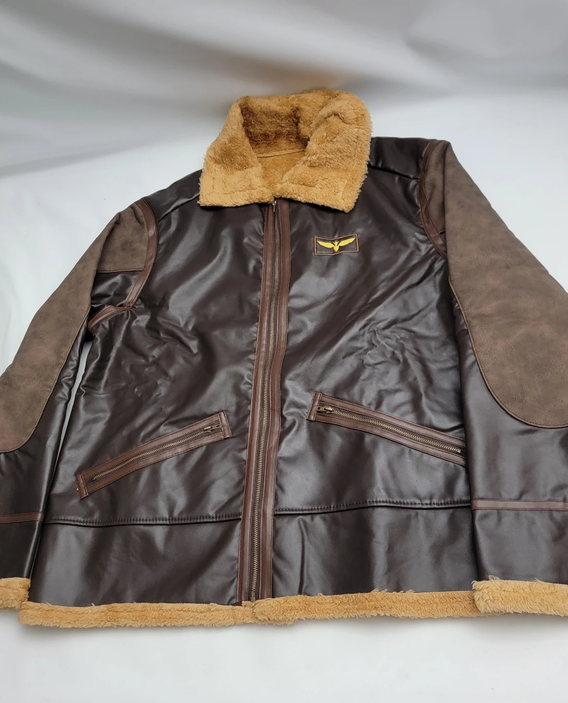 Men’s US Heritage Aviator Style Bomber Jacket Faux Leather, M/L - photo 3