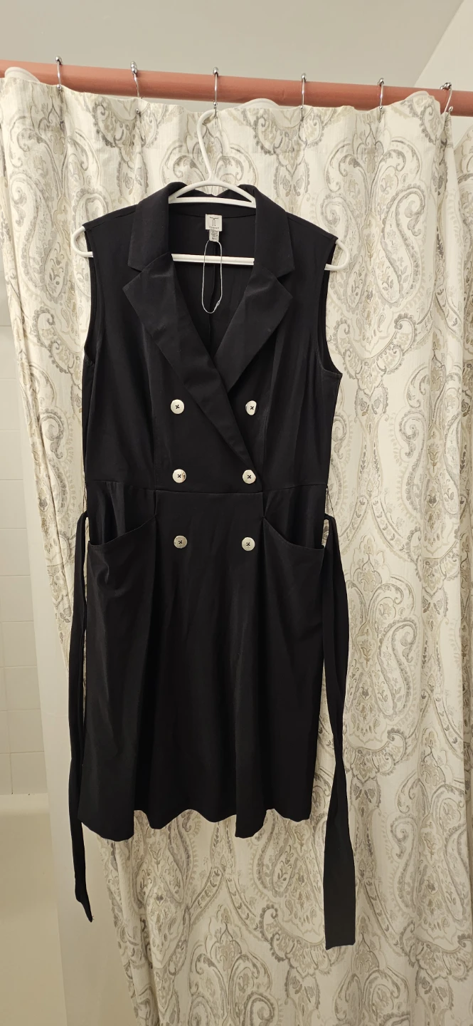 Black Sleeveless Double-Breasted Blazer Dress